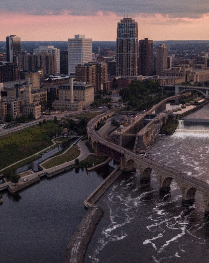 Downtown Minneapolis aerial view