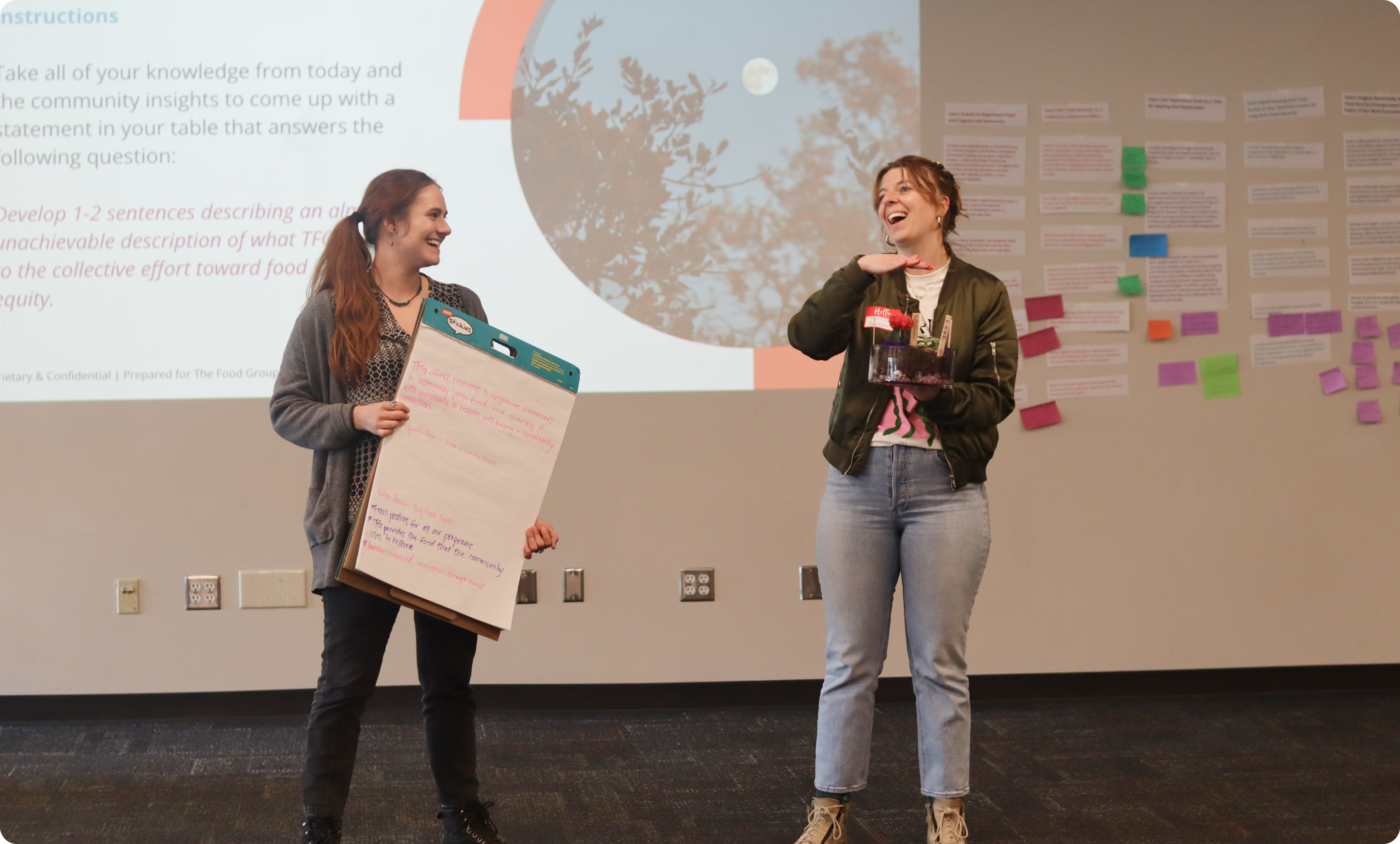 Two people leading a facilitation